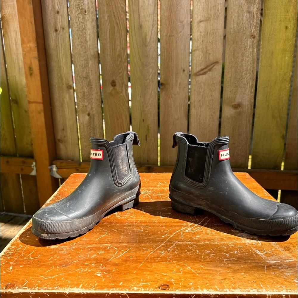Black hunter ankle rain boots size 7